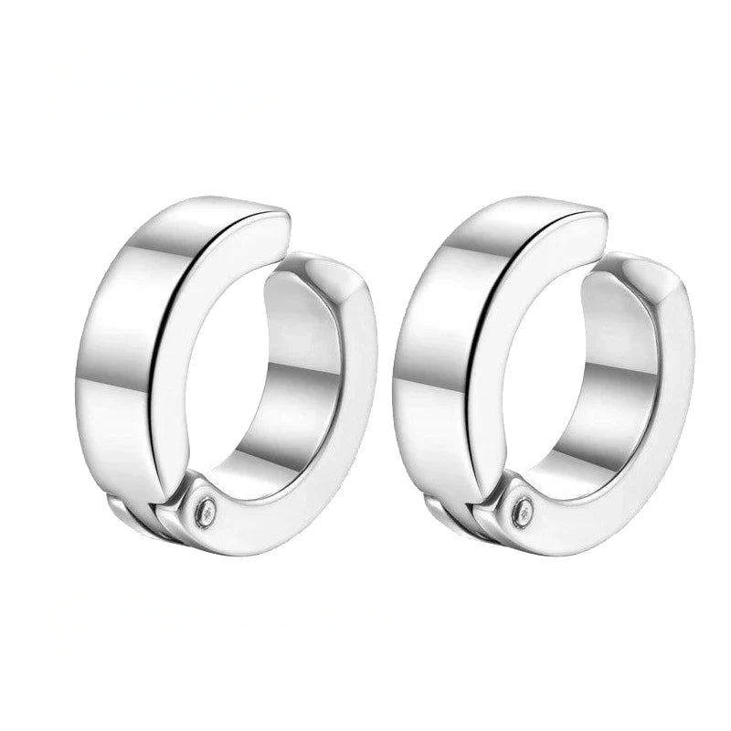 1 Pairs Fake Ear Clip Hoop Earrings for Men and Women Stainless Steel Painless Non Piercing Fake Earrings Jewelry Gifts