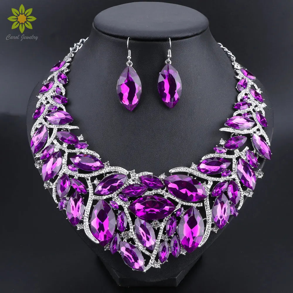 Bridal Jewelry Sets Wedding Engagement Necklace Earrings Sets for Brides Party Costume Decoration Jewellery Women