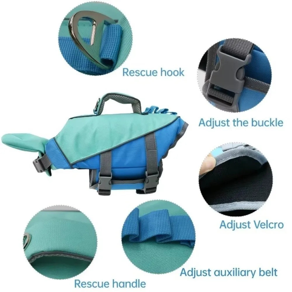 Pet Supplies Reflective Stripes Dog Life Jacket Adjustable Large Buoyancy Safety Vest Breathable Pet Life Vest Water Sports