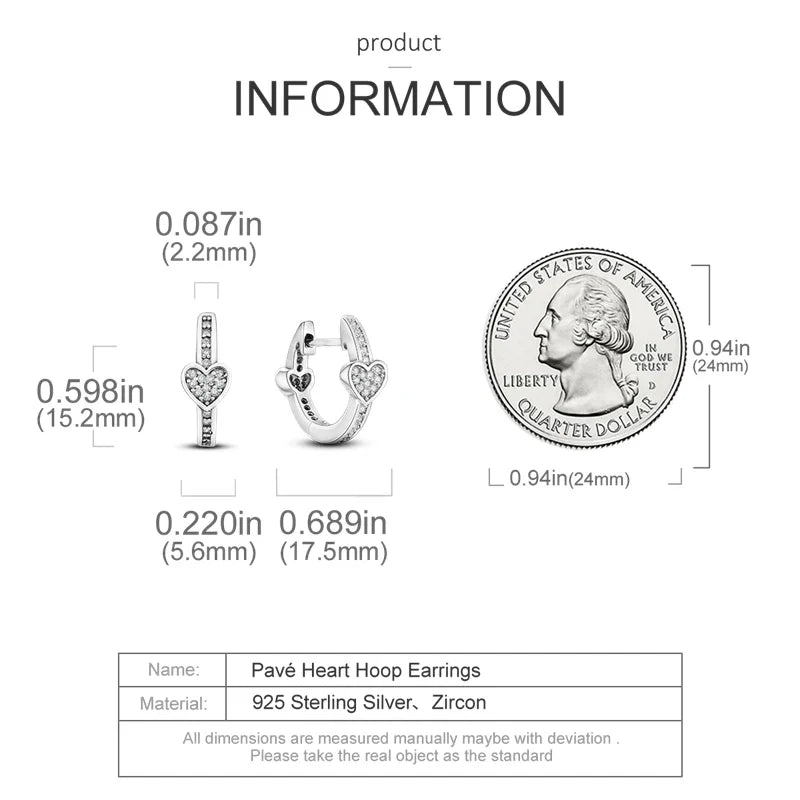 Genuine 925 Sterling Silver Love Feather Earrings Fit Original Charms Hoop For Women Girls Stud Earring Fine Jewelry Gifts