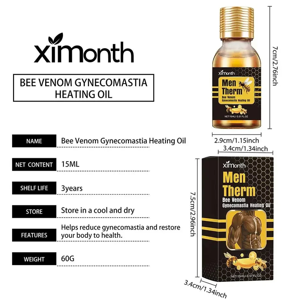 15ml Men's Bee Male Breast Warming Oil Chest Firming Massage Serum Chest Firming Oil Skin Care