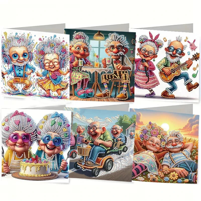 6-Piece/Set DIY Diamond Painting Kit Birthday Card Kit, Unique Flower Pattern Design, Rhinestone Diamond Painting Art Mosaic Pos