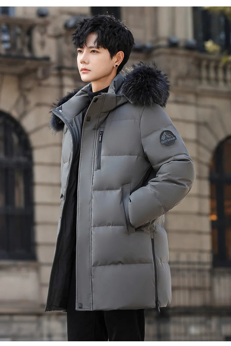 High Brand White Goose Down Jacket Coat Parka Men's Clothing Winter Padded Puffer Jackets Luxury Hooded Padding Outerwear HWY309