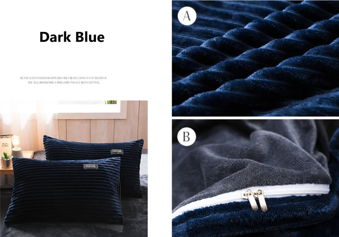 Warm Winter Duvet Cover Bedding Set Thick Solid Color Velvet Double Soft Quilt Cover Twin Queen King Comforter Cover Sets 220*24