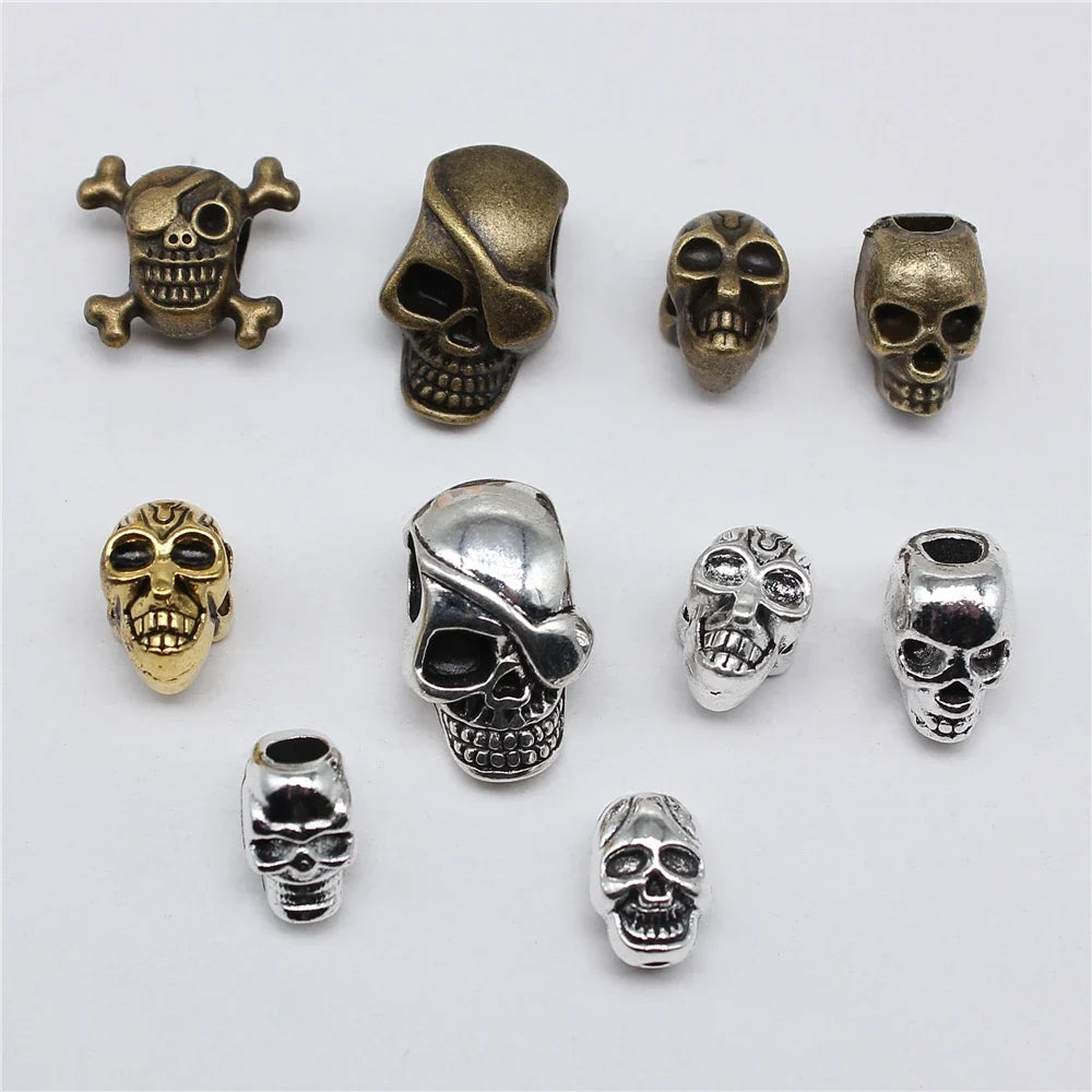 10pcs Skull Beads Beard Loose Beads Spacer Beads Fit Beards Or Hair Decorations Accessories Braid Dreadlock Tube Rings