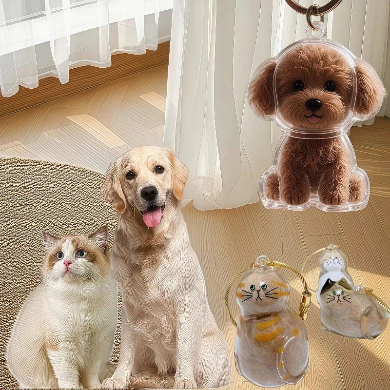 Transparent Dog Hair Storage Pendant Dog Hair Collector Keychain Pet Hair Memorial Bottle for Pet Lovers DIY Memorial Keychain
