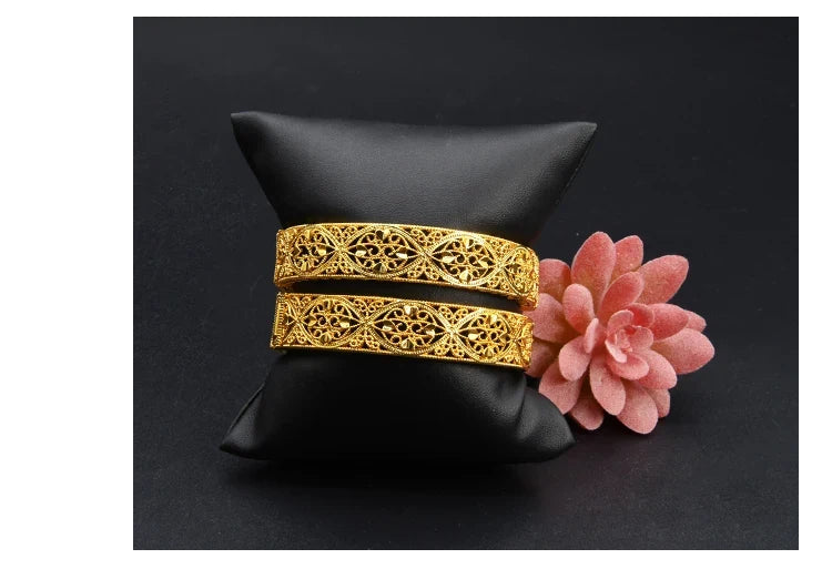 Indian Gold Color Tassel Bracelets Ring For Women Dubai African Hard Charm Bangles Wedding Arabic Hand Jewelry Party Gifts