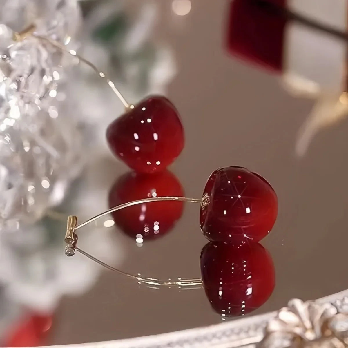 Cherry Earrings for Women Fun Fruit Drop Dangle Earrings Cute 3D Red Jewelry Unique Fruit Charm Jewelry Gifts