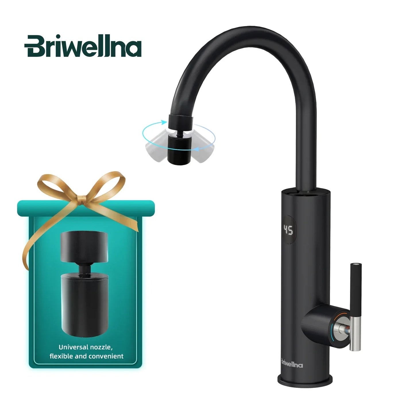 Briwellna Electric Water Heater Hot Water Faucet 2 in 1 Basin Tap Tankless Geyser 220V Instant Water Heater Faucet For Home