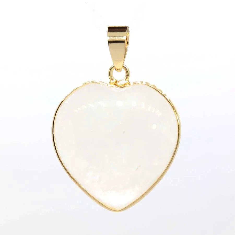 Charms Natural Healing Crystal Heart Stone Pendants For Women Necklace DIY Amethyst Rose Quartz Fluorite Aquamarine Men Jewelry