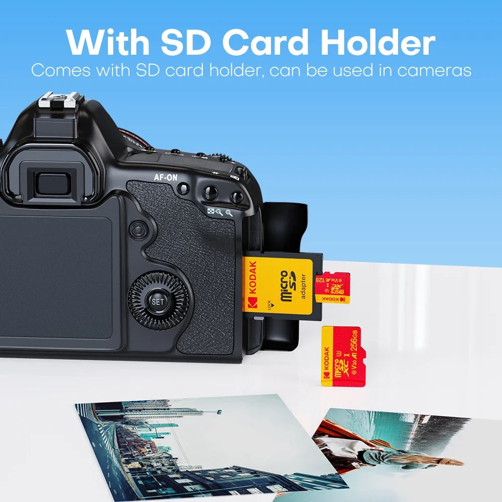 KODAK 128GB Micro SD Card U3 V30 256GB 64GB 32GB 4K High Speed TF Card for Phone Camera Drone Original TYPE-C Reader