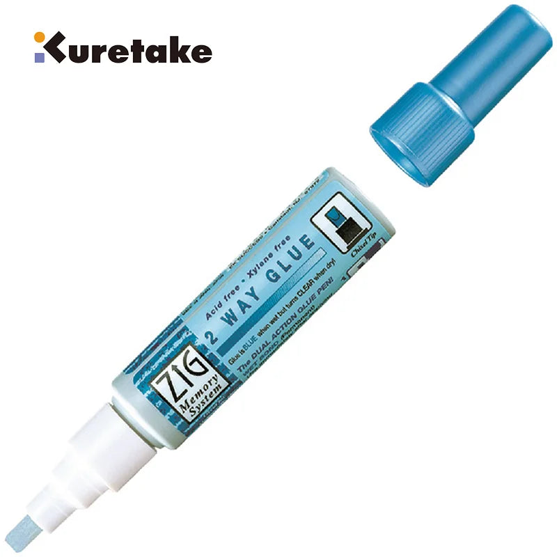 Japan Kuretake Zig 2 Way Glue Pen(1mm/2mm/4mm/15mm) , Adhesive for Professional,Artists, Crafting, Scrapbooking, Gift Card