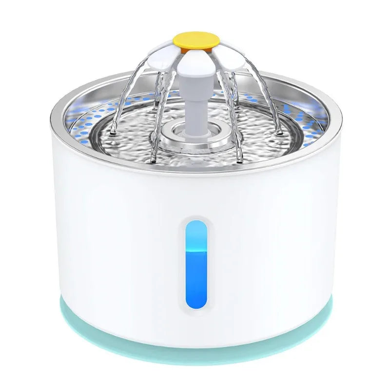 Pet Water Fountain Quiet Pump Visible Water Level 4-Layer Filter Flower Nozzle Cat Dispenser Drinking Bowl Cats Small Dogs Home