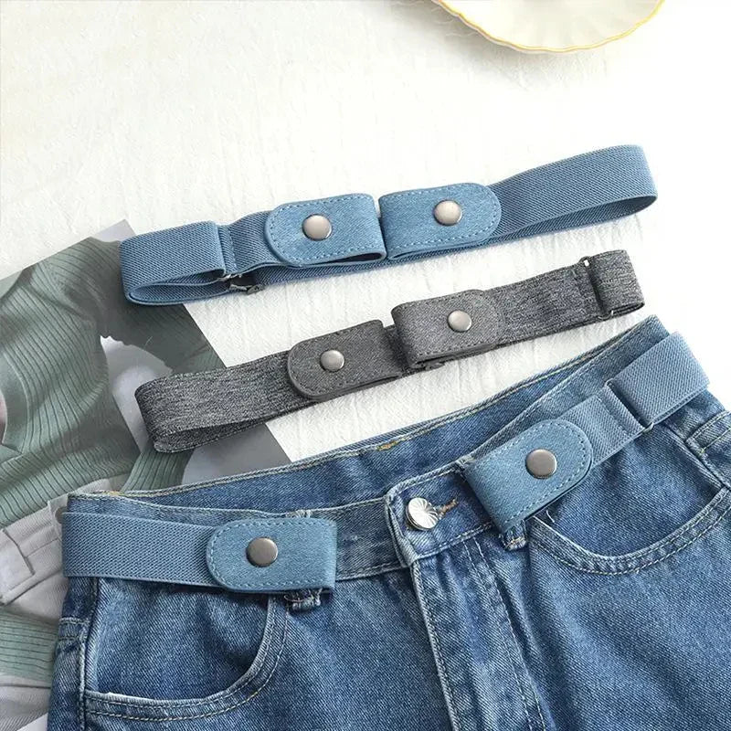 Buckle-Free Invisible Elastic Belt Adjustable Stretch Waist Band for Women Men Jean Pants Dress No Buckle Easy to Wear