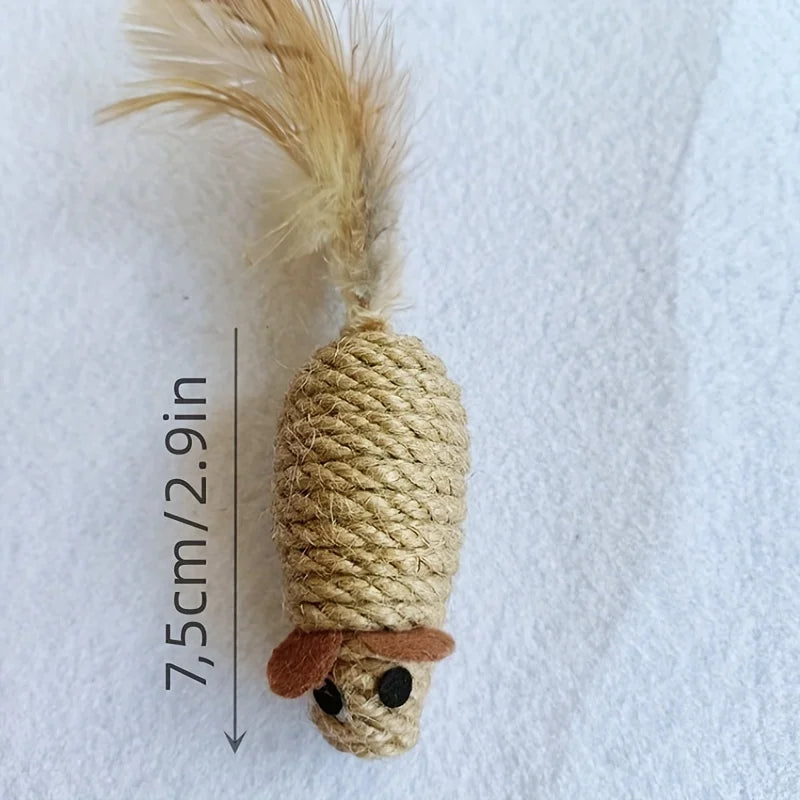 1-5pcs Sisal False Mouse Cat Toy Bite Resistance Stuffed Toy Interactive Cat Toy Simulation Mice Kitten Self-Playing Plush Toys
