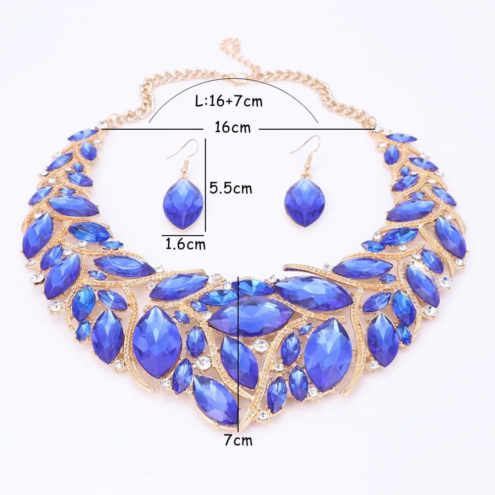Bridal Jewelry Sets Wedding Engagement Necklace Earrings Sets for Brides Party Costume Decoration Jewellery Women