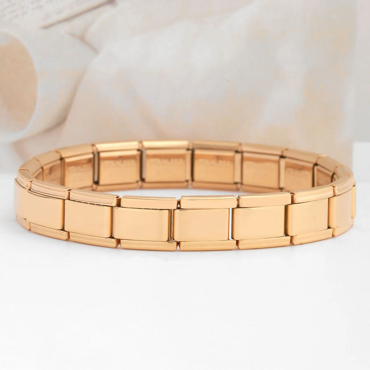 Trendy Square Italy Stainless Steel Bracelets For Women Men HipHop Metal Italian Modules Stretchable Gift Birthday Party Jewelry