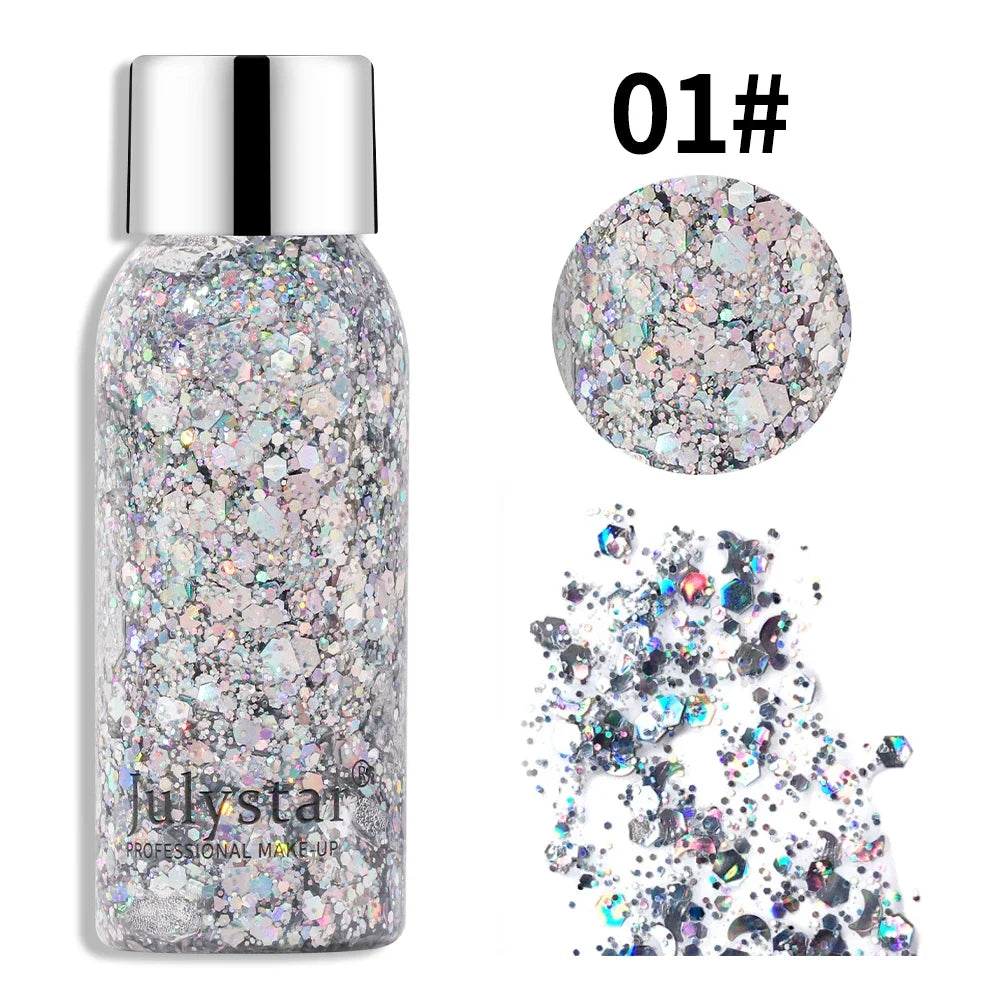 Glitter Eye Shadow Liquid Face Body Sequins Gel Long-Lasting Liquid Face Shimmer Multicolor For Party Music Festival Makeup 30ML