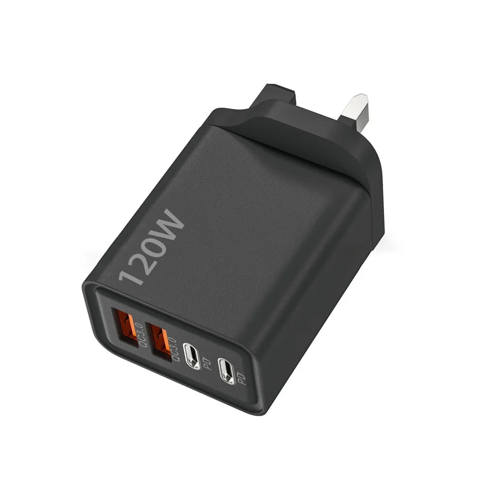120W USB Type C Charger Mobile Phone Fast Charger Adapter For iPhone Samsung Xiaomi Quick Charge 3.0 EU/US/UK Plug Wall Charger