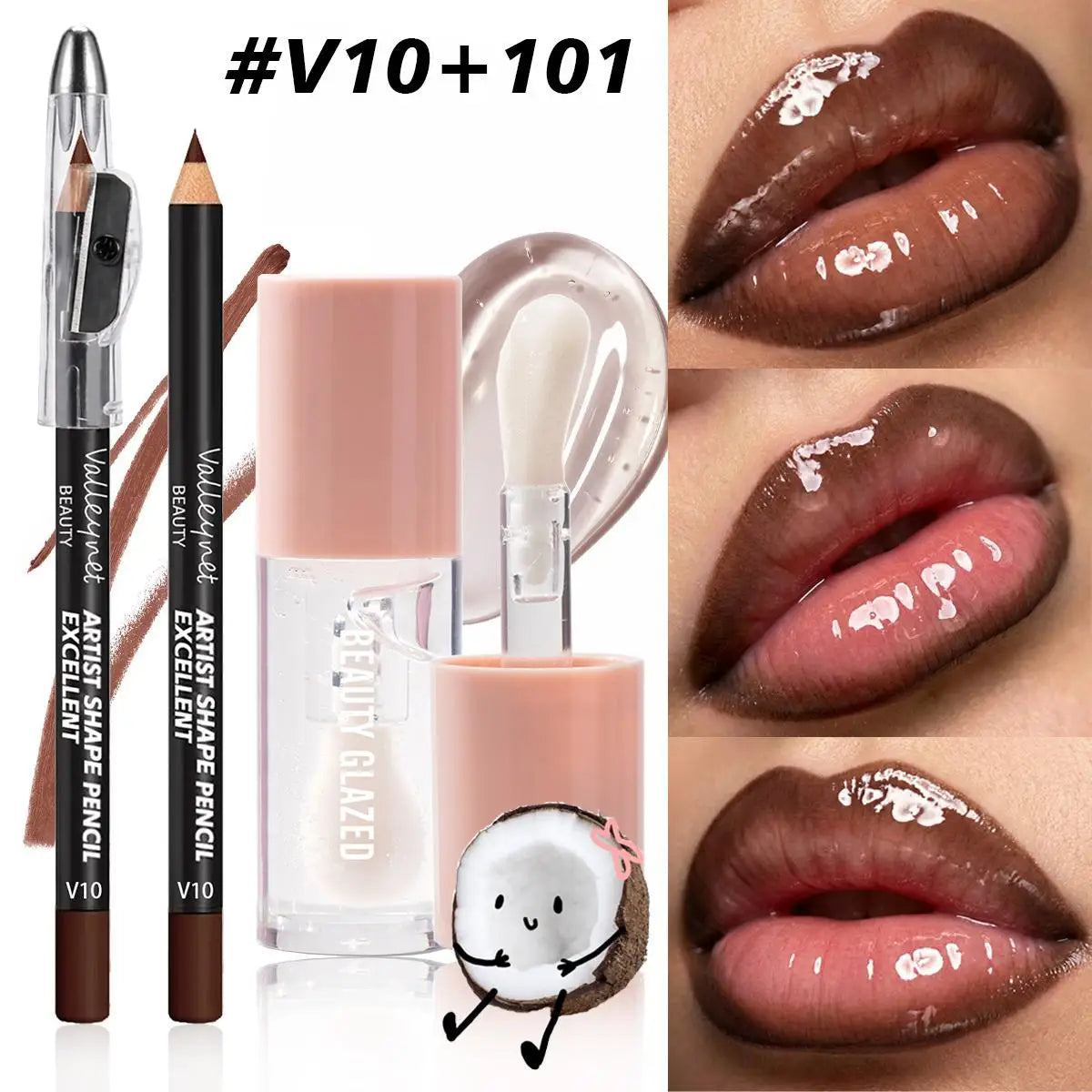 2Pcs/Set Precision Lip Kit Duo -Creamy Liner with Built-in Sharpener & Moisturizing Liquid Lipstick - Defined Contour Makeup Set
