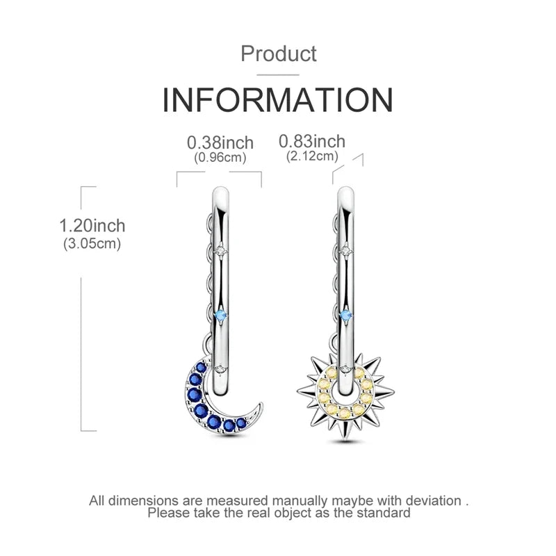 925 Sterling Silver Hoop Earring For Woman Night Sky Blue Purple Gemstone Original Earrings Fashion Jewelry Gift