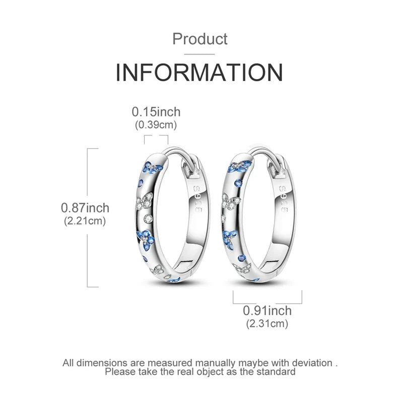 925 Sterling Silver Hoop Earring For Woman Night Sky Blue Purple Gemstone Original Earrings Fashion Jewelry Gift