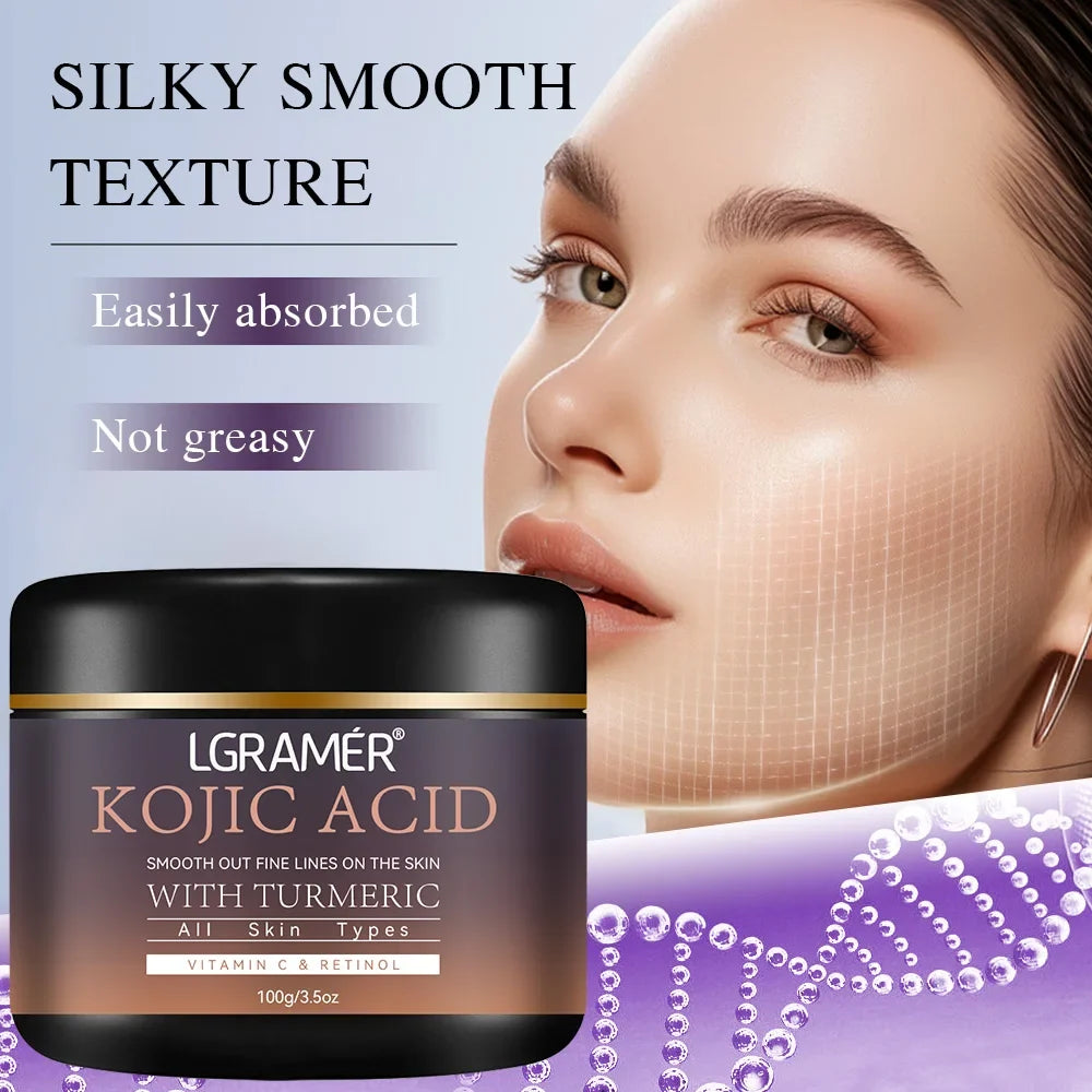 Kojic Acid Vitamin C &Turmeric Moisturizer Face Cream Fade Dark Spot Wrinkle Brightening Skin Firming Tighten Lighten Face Cream