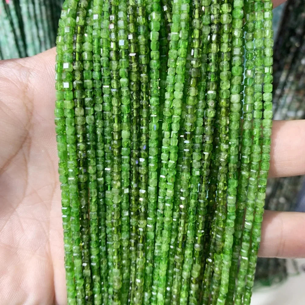 2x2mmNatural Colored Tourmaline Blue Tourmaline Faceted Cube Beads Square Stone Beads for JewelryDIY Making  Gemstone Loose Bea