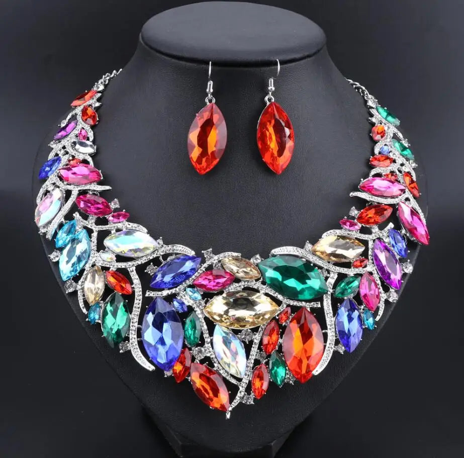 Bridal Jewelry Sets Wedding Engagement Necklace Earrings Sets for Brides Party Costume Decoration Jewellery Women