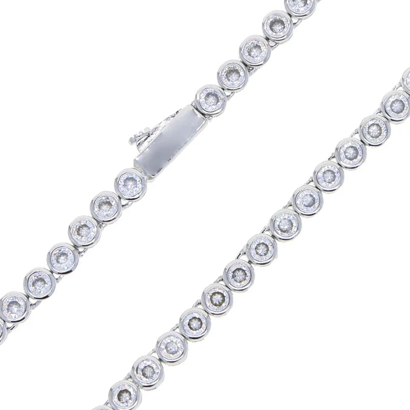 Geometric High Quality Fashion Women Jewelry Bezel Set Round Shaped Tennis Chain Bracelet Necklace Set
