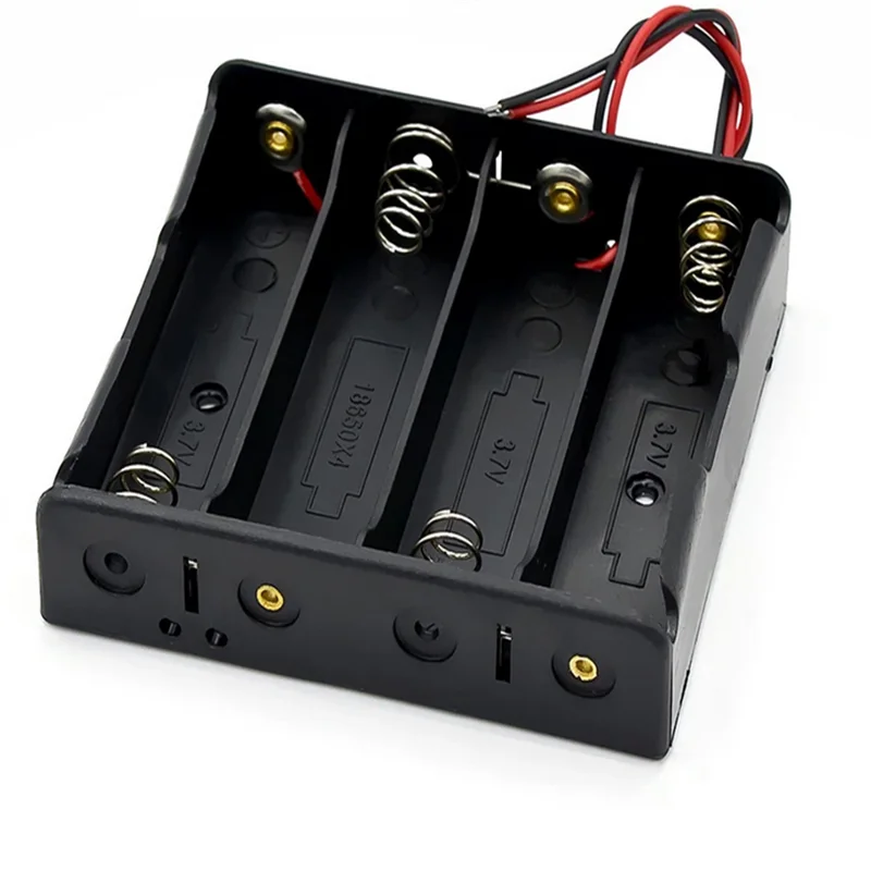 Black Plastic Battery Storage Case DIY Holder 1X 2X 3X 4X 18650 Battery Box with Wire Lead Pin for Electronics 18650 Battery Con