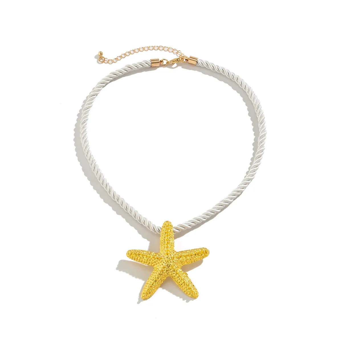 IngeSight.Z Exaggerated Big Starfish Pendant Necklace Women Punk White Thick Rope Chain Choker Necklace Party Jewelry Gift