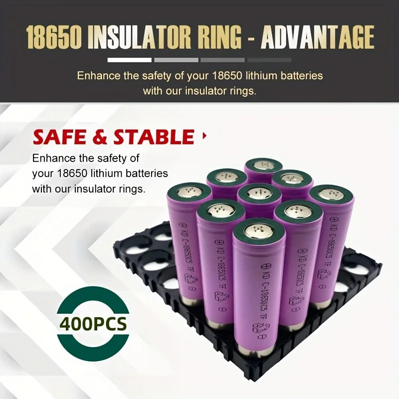 400 Pieces of Self-Adhesive Solid/Hollow 18650 Battery Insulation Pads, 18650 Battery Insulation Rings, 18650 High-Density Paper, Insulation Pad Circles, Single-Sided Adhesive Batteries