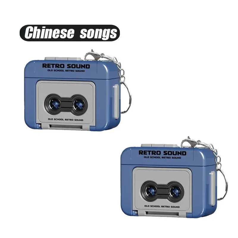 1/2Pcs Retro Tape Recorder Keychain Mini Recording Music Box Pendant Keyring Backpack Ornament Birthday Couple Personalized Gift
