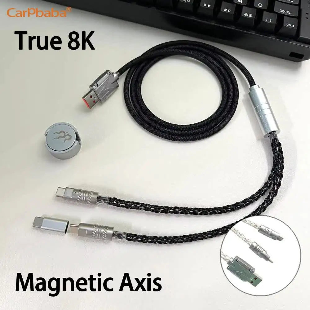 Magnetic Control Lighting Supports 8k Dual 1 in 2 Type-C Magnetic Axis Keyboard Cable Mechanical Keyboard Cable Usb to Type C