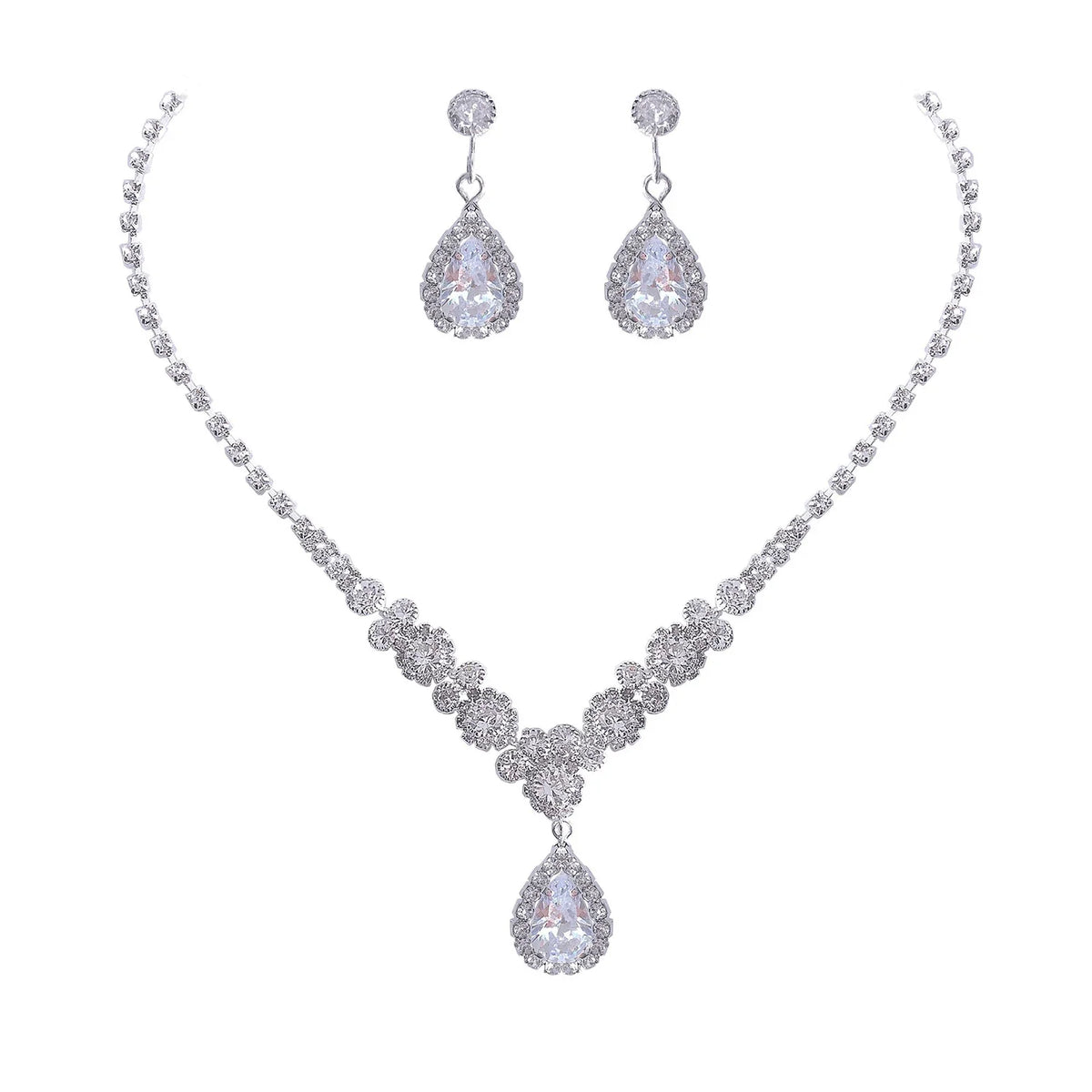 Women's Necklace Earrings Set Zircon Dangle Earrings Set Exquisite Wedding Party Jewelry Set for Anniversary Mother's Day Gift