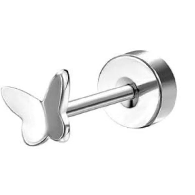 Bobisty 1pc Earrings for Sensitive Ears Surgical Stainless Steel Earrings for Women Dainty Flat Back Earring Stud Hoop Cartilage