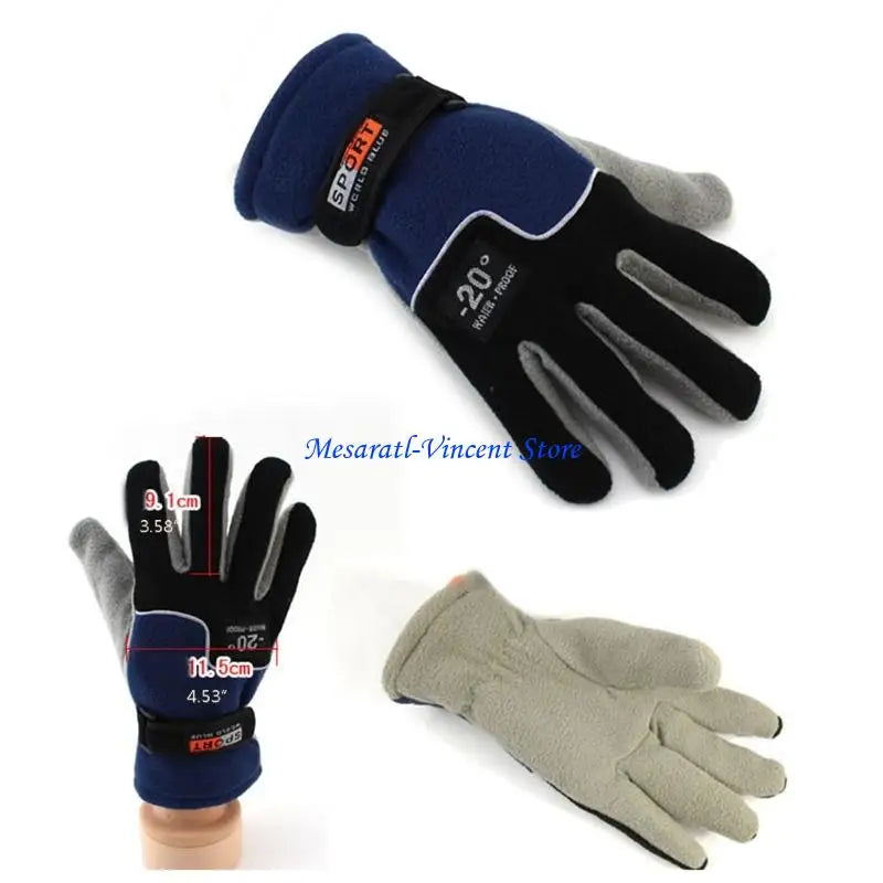 A70F Winter Warm Thermal Motorcycle Gloves Fleece Mittens For Women Men Snow Sports Hiking Back Windproof Lightweight