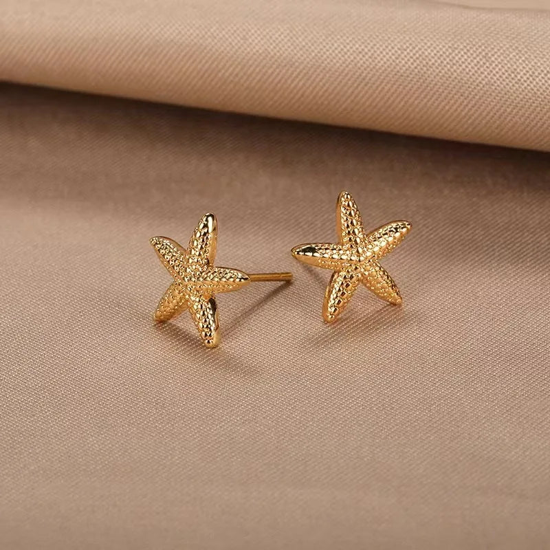Vintage Star Shaped Earrings, Simple Star Shell Earrings, Ocean Party Jewelry Gift, New 2024 Collection