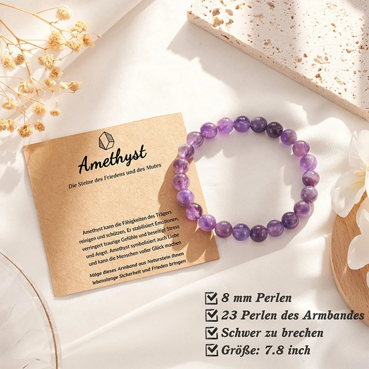 Natural Dream Lace Amethyst Stone Beaded Bracelets Women Purple Crystal Quartz Energy Bead Reiki Healing Bangle Jewelry Gift