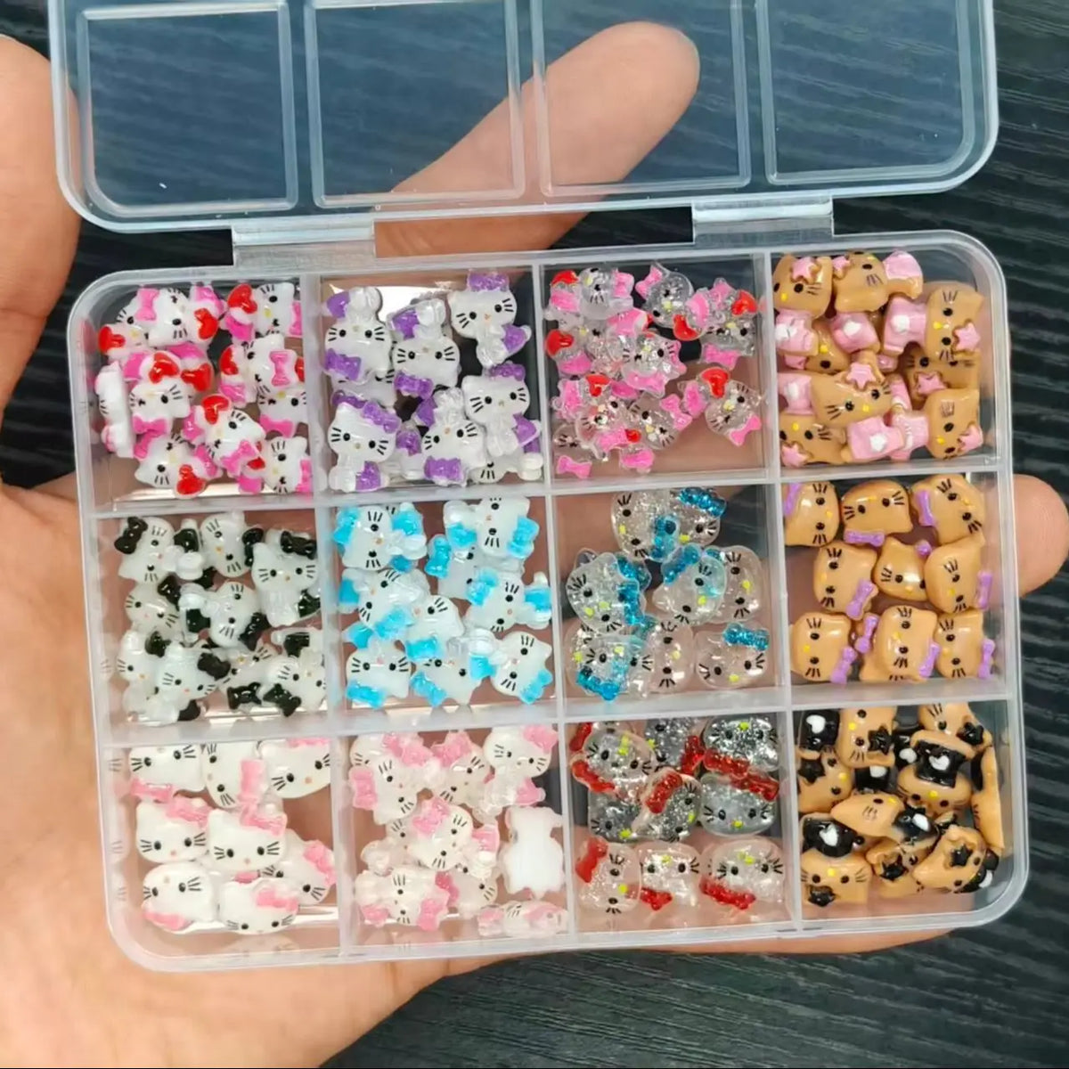 50Pcs Leopard Sanrio 3D Resin Nail Charms Mixed Kuromi My Melody Kitty Nail Parts DIY Manicure Decor Accessories