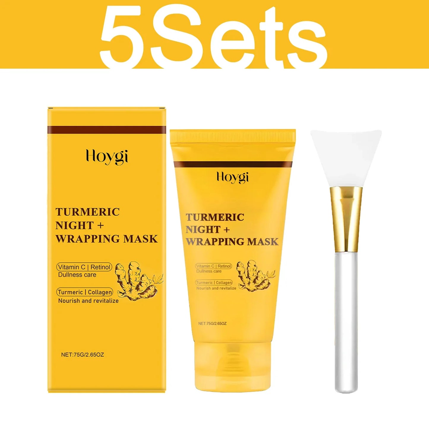 HOYGI Turmeric Collagen Mask Cleansing Pore Improves Spots Gentle Exfoliation Brightening Dullness Smoothing Peel-off Mask 75g