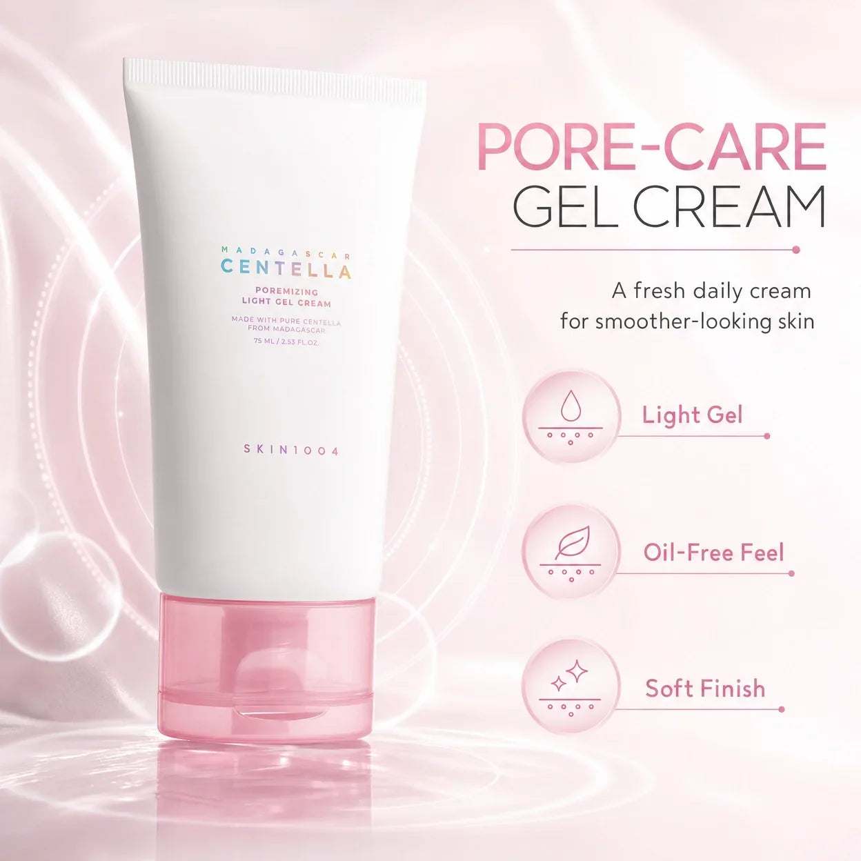 Korean Centella Pink Poremizing Light Gel Cream Pores Care Deep Hydration Facial Creams Skincare Beauty Products 75ml