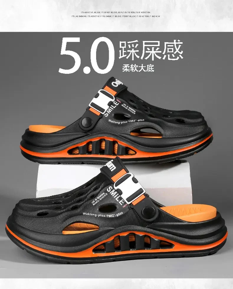 2026 New Men's Holes oes Summer Thi Bot Anti-Slip Driving Beach Slippers Spor Casual EVA Injection Moulding Footwear