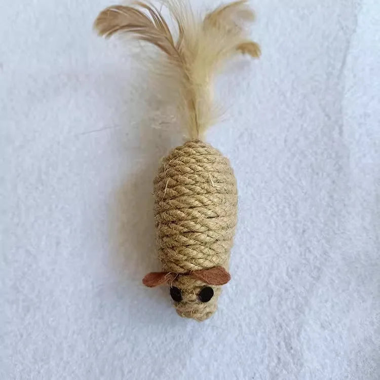 1-5pcs Sisal False Mouse Cat Toy Bite Resistance Stuffed Toy Interactive Cat Toy Simulation Mice Kitten Self-Playing Plush Toys