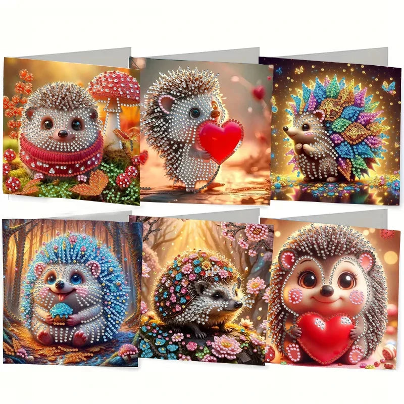 6-Piece/Set DIY Diamond Painting Kit Birthday Card Kit, Unique Flower Pattern Design, Rhinestone Diamond Painting Art Mosaic Pos