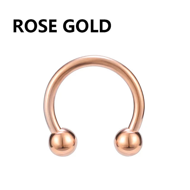 1PC metal Horseshoe Fake Nose Ring C Clip Septum Lip stainless steel Real Piercing Nose Rings Hoop For Women Men Jewelry