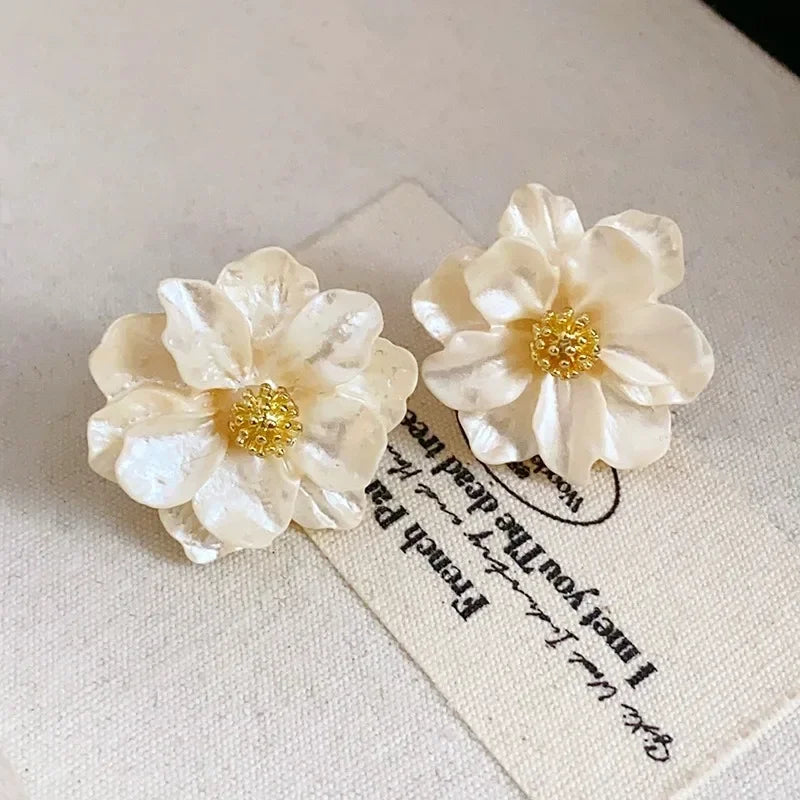 New Fashion Sweet Design Spring/Summer Blue Pink Enamel Flower Light Luxury High End Earrings Party Gifts for Women Jewelry