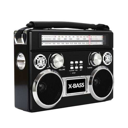 SuperSonic Retro Rechargeable 3 Band Radio With Bluetooth and Flashlight in Black