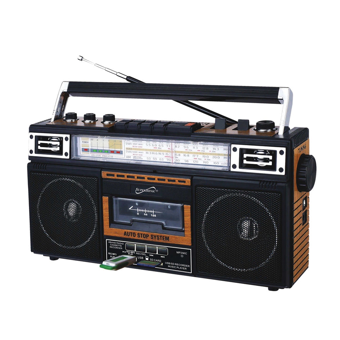 SuperSonic 4 Band Radio & Cassette Player with Cassette To Mp3 Converter and Bluetooth